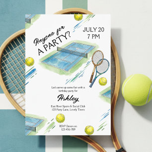 Invitation Anniversaire Thème Tennis pour Enfants