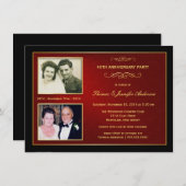 Invitation Anniversaire Then & Now avec 2 Photos - 40ème (Devant / Derrière)
