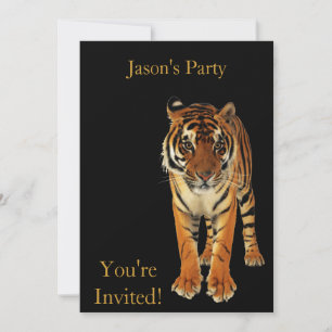 Invitation Anniversaire Tigre Sur Fond Noir
