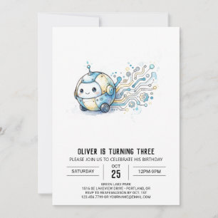 Invitation Anniversaire Tiny Tech Robot
