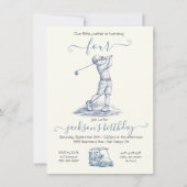 Invitation Anniversaire Toile Garçon Golf (Devant)