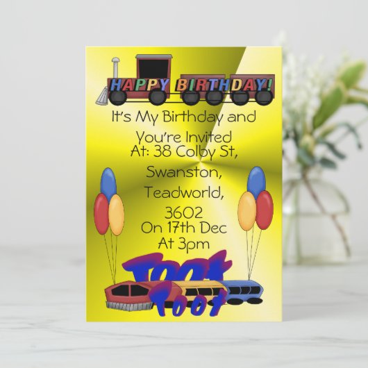 Invitation Anniversaire Toot Toot (Debout devant)