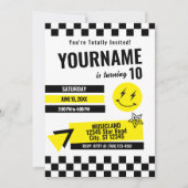 Invitation Anniversaire Totalement Rétro (Jaune) (Devant)