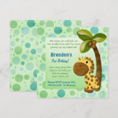 Invitation Anniversaire Tots Giraffe - Deuxième Anniversaire (Devant / Derrière)