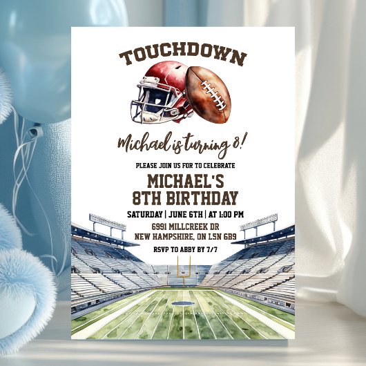 Invitation Anniversaire Touchdown de Football