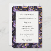 Invitation Anniversaire Tourbillons Or Violet (Devant)