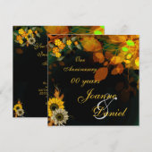 Invitation Anniversaire Tournesols Fleurs D'automn (Devant / Derrière)