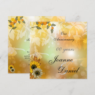 Invitation Anniversaire Tournesols Fleurs d'Automn
