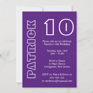 Invitation Anniversaire tout âge violet et blanc