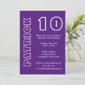 Invitation Anniversaire tout âge violet et blanc (Debout devant)
