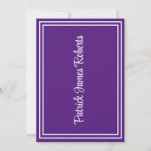 Invitation Anniversaire tout âge violet et blanc (Dos)