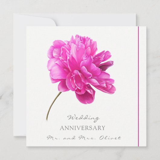Invitation Anniversaire Toutes Années Pivoine Rose Clair (Devant)