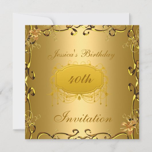 Invitation Anniversaire Toutes les Occasions Or (Devant)