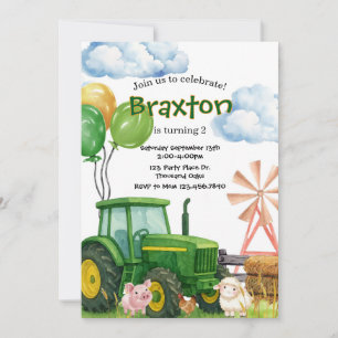 Invitation Anniversaire Tracteur, Anniversaire Ferme Tracteur