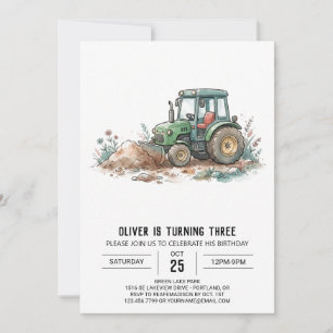 Invitation Anniversaire Tracteur de Ferme Rustique