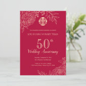 Invitation Anniversaire traditionnel chinois de Ranunculus (Debout devant)