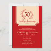 Invitation Anniversaire traditionnel des Mariages chinois (Devant)