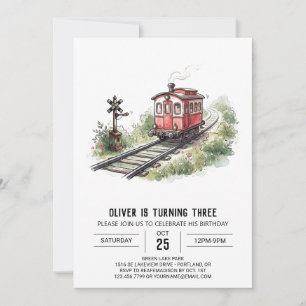 Invitation Anniversaire Train à Vapeur Vintage