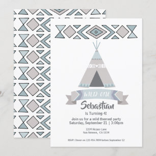 Invitation Anniversaire Tribal Tipi Wild One