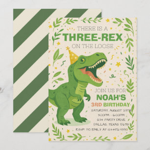 Invitation Anniversaire Trois-Rex Dinosaure Garçon