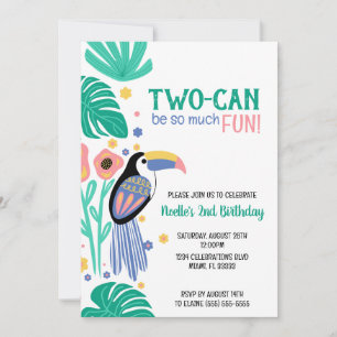 Invitation Anniversaire Tropical à deux CAN (Toucan)