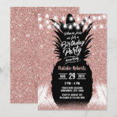 Invitation Anniversaire Tropical Anniversaire d'or Rose moder (Devant / Derrière)