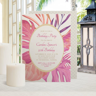 Invitation Anniversaire Tropical Beach Rose
