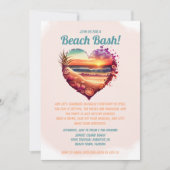 Invitation Anniversaire Tropical Coucher de Soleil Océan Plag (Devant)