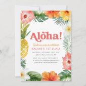 Invitation Anniversaire tropical de 1er Luau (Devant)