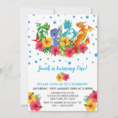 Invitation Anniversaire tropical de dinosaure coloré de (Devant)