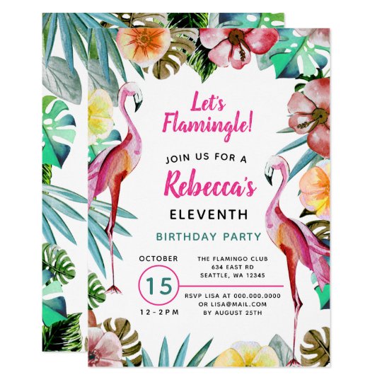 Invitation Anniversaire Tropical De Flamant Rose De Rose De Zazzle Be