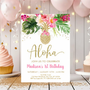 Invitation Anniversaire tropical de l'ananas Aloha