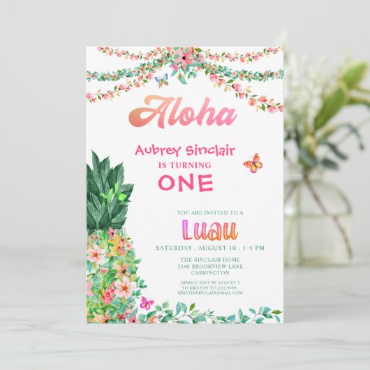 Invitation Anniversaire tropical de Luau (Debout devant)