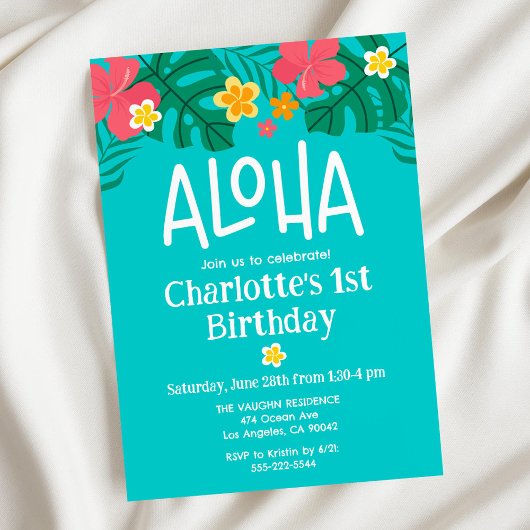 Invitation Anniversaire tropical de Luau Aloha