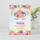 Invitation Anniversaire tropical de l'Unicorne (Debout devant)