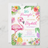 Invitation Anniversaire Tropical Flamingo Flamingle  (Devant)
