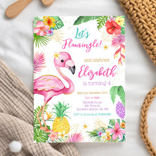 Invitation Anniversaire Tropical Flamingo Flamingle
