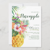 Invitation Anniversaire Tropical Floral Ananas (Devant)