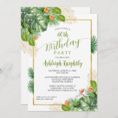 Invitation Anniversaire Tropical Palm Botanique Floral Vert O (Devant / Derrière)
