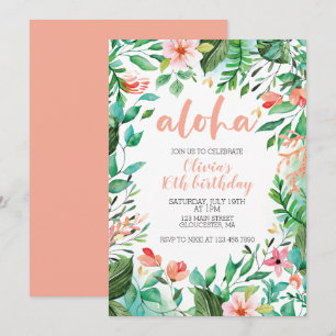 Invitation Anniversaire Tropical Sweet 16 Aloha Luau