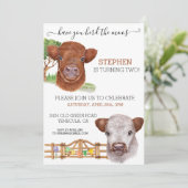 Invitation Anniversaire Troupeau Aquarelle Vache d (Debout devant)