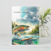 Invitation Anniversaire Truite Pêche à la mouche (Debout devant)