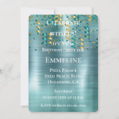 Invitation Anniversaire turquoise de Confetti d'or (Devant)