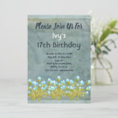 Invitation Anniversaire Turquoise rustique (Debout devant)