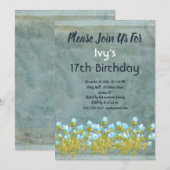 Invitation Anniversaire Turquoise rustique (Devant / Derrière)