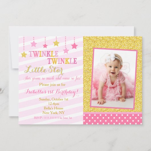 Invitation Anniversaire Twinkle Little Star (Devant)