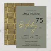 INVITATION ANNIVERSAIRE TYPOGRAPHIE OR GRIS SIMPLE TOUT ÂGE (Devant / Derrière)