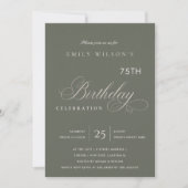 INVITATION ANNIVERSAIRE TYPOGRAPHIE OR GRIS SIMPLE TOUT ÂGE (Devant)