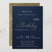 INVITATION ANNIVERSAIRE TYPOGRAPHIE OR NAVY SIMPLE TOUT ÂGE (Devant / Derrière)