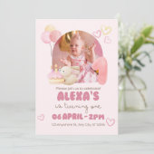 Invitation Anniversaire Un An Illustré Mignon Aqua (Debout devant)